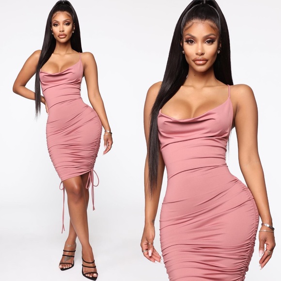 FN Know Your Worth Ruched Dress - Mauve - Picture 4 of 9